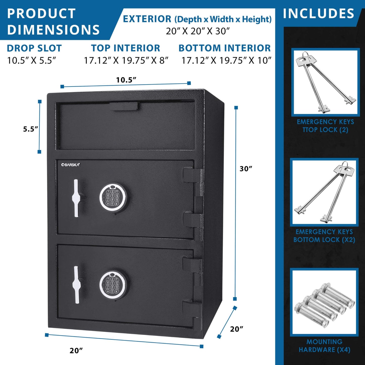 Barska 1.60 CF Digital Depository Dual Compartment Security Safe (SAK76021)