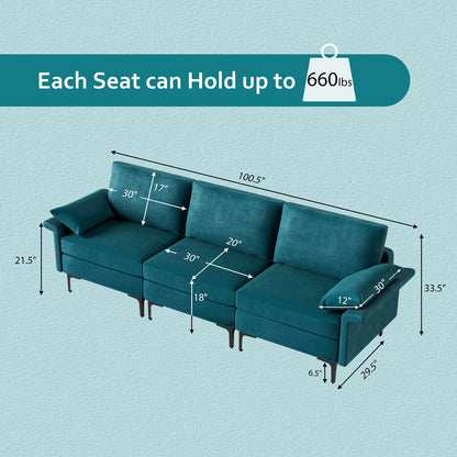 Large 3-Seat Sofa Sectional with Metal Legs for 3-4 people