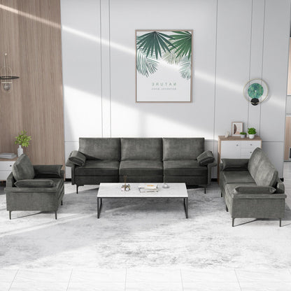 Large 3-Seat Sofa Sectional with Metal Legs for 3-4 people