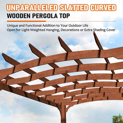 [10X12FT] Alora Premium Outdoor All-Season Backyard Patio Cedar Wood Gazebo Pergola With Arched Roof (SAK42915)