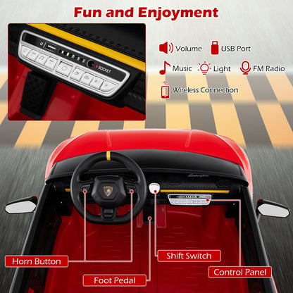 24V Ride-on Car for Kids 4WD 2-Seater Licensed Lamborghini Electric Vehicles with Music