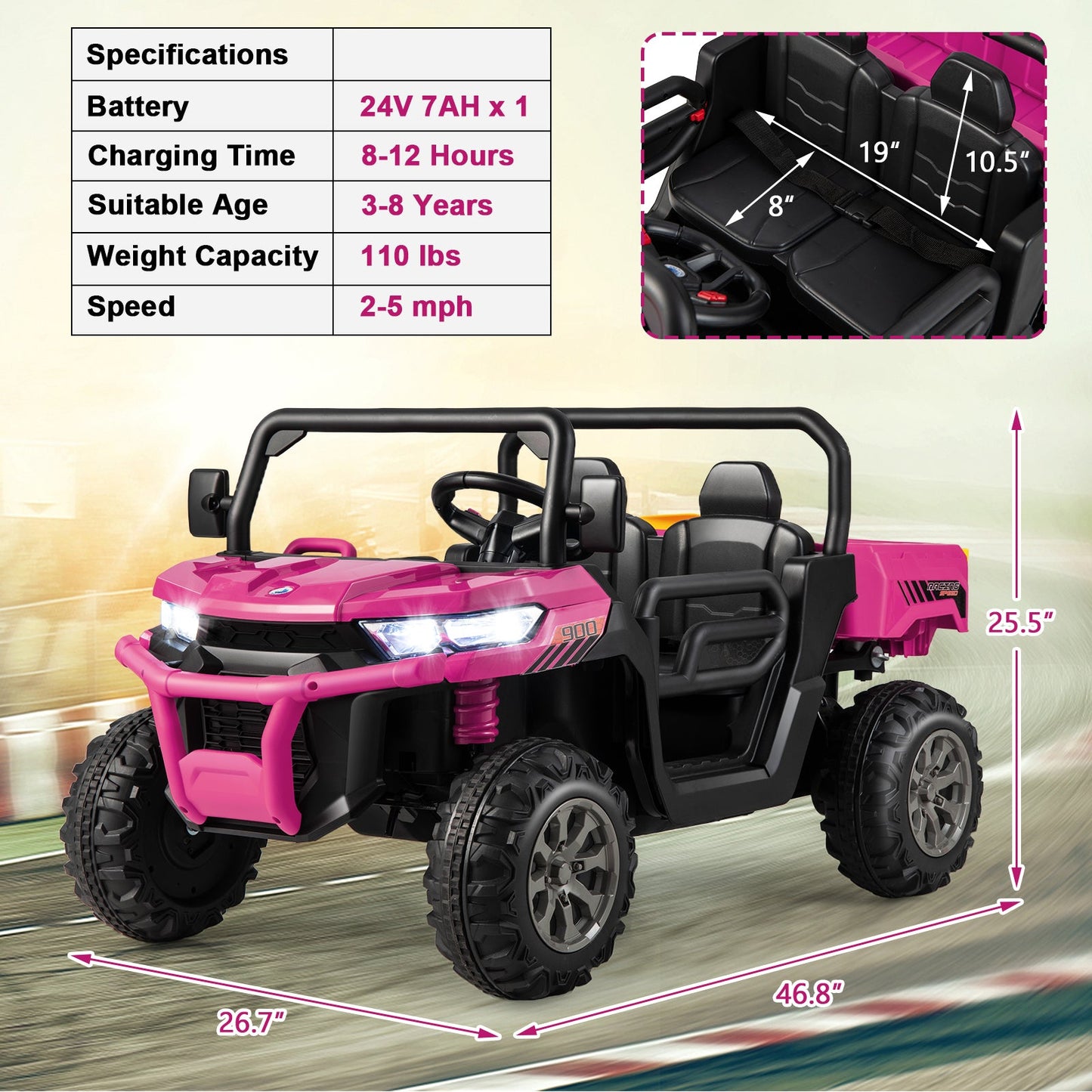 24V Ride On Kids Car with Dump Bed and Remote Control