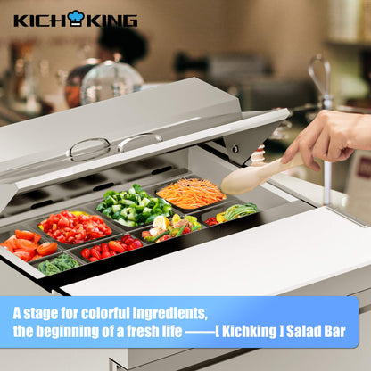 27-Inch 7.4 Cu.Ft Commercial Stainless Steel Sandwich Salad Prep Table Refrigerator (SAK84120)