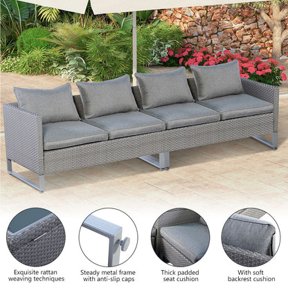 2 Pieces Patio Furniture Sofa Set with Cushions and Sofa Clips