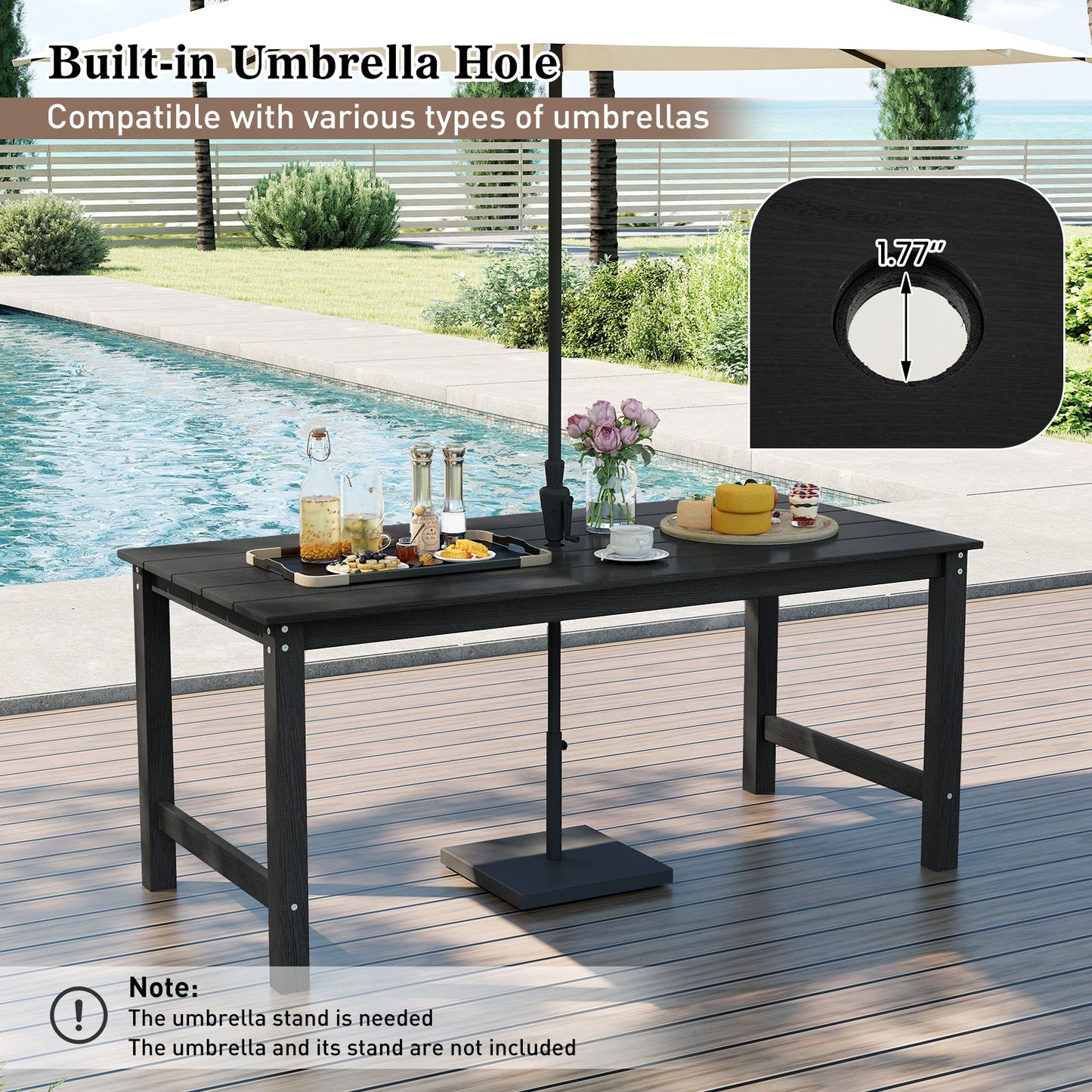 3 Pieces Outdoor Dining Table Set with 2 Benches