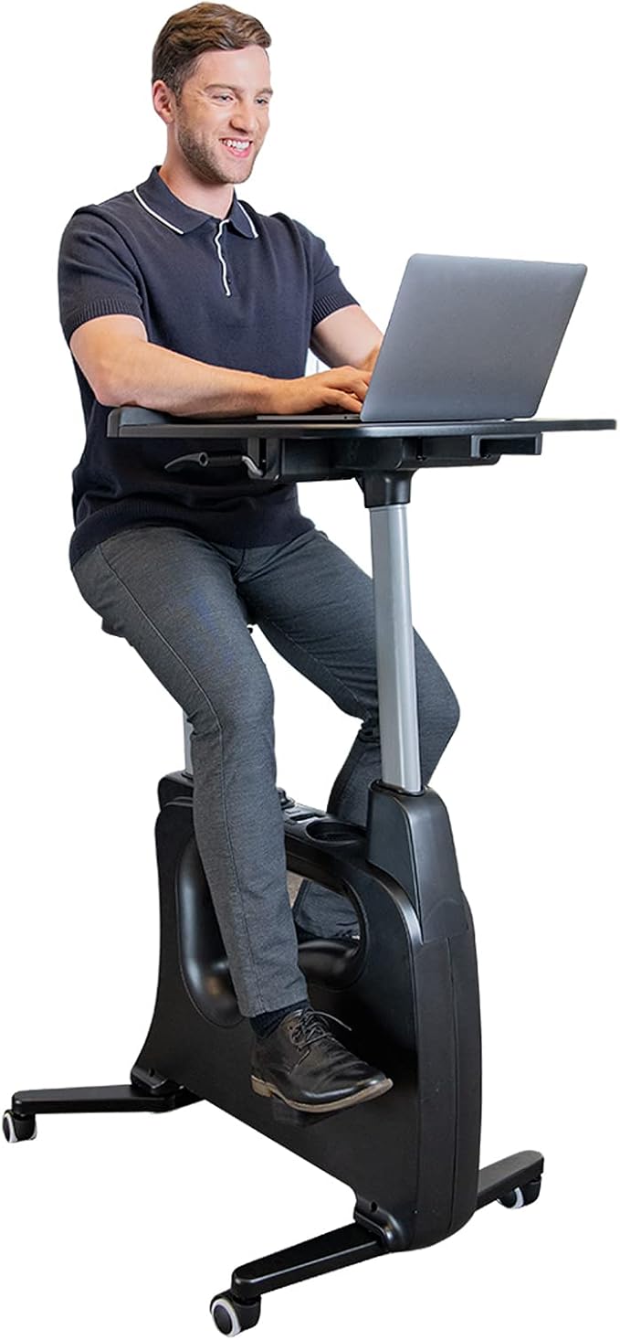 FLEXISPOT Exercise Bike with 2D Desktop, Space Saving Under Desk Bike with Removable Desk, Stationary Bikes Indoor Bikes with 300LBS Heavy Duty 8-Level Resistance Flywheel Optional LCD, V9PRO/V9MAX