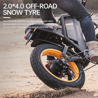 COSWHEEL GT20 Electric Bike for Adults 2000W/4000W 48V/25/40AH Removable Battery 83-145 Miles 7-Speed 20x4.0 Fat Tires Dirtbike Electric Mountain Bike for Cross City & Rocky Off-Road Riding