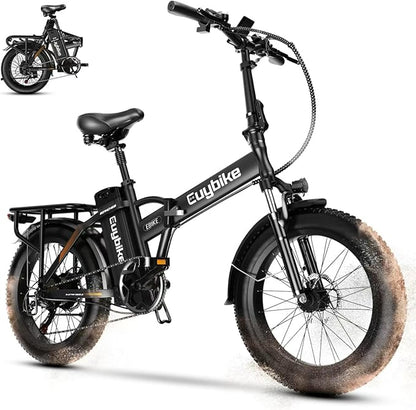 1000W Folding Electric Bike, 48V 20AH Large Removable Battery E Bike,30+MPH, 80 Miles Max Range, 20" Fat TireElectric Bike for Adults, Adult Electric Bicycles for CommuteBeach Snow