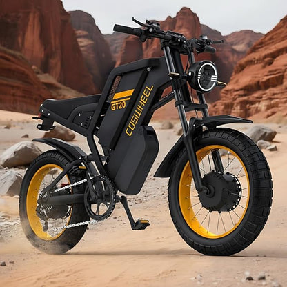 COSWHEEL GT20 Electric Bike for Adults 2000W/4000W 48V/25/40AH Removable Battery 83-145 Miles 7-Speed 20x4.0 Fat Tires Dirtbike Electric Mountain Bike for Cross City & Rocky Off-Road Riding
