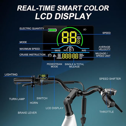 V80 Electric Bike, 1000W Motor 28MPH Ebike, 48V 13Ah Removeable Battery, 26'' City Cruiser Adult Electric Bicycles up to 70 Miles