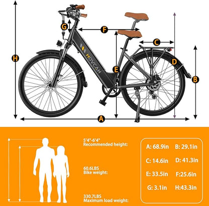 V80 Electric Bike, 1000W Motor 28MPH Ebike, 48V 13Ah Removeable Battery, 26'' City Cruiser Adult Electric Bicycles up to 70 Miles
