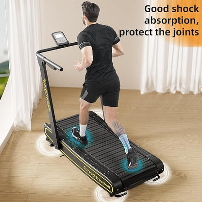 Curved Treadmill, Curved Treadmills Home, Non-Electric Motorized Treadmill-300 LBS Capacity，No Assembly Required Self-Generated Curved Treadmill Exercise Treadmills