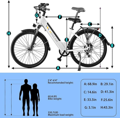 V80 Electric Bike, 1000W Motor 28MPH Ebike, 48V 13Ah Removeable Battery, 26'' City Cruiser Adult Electric Bicycles up to 70 Miles