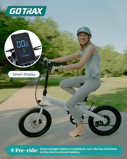 Gotrax 20" Folding Electric Bike with 40Miles (Pedal-assist1) by 48V Battery, 20Mph Power by Peak 500W, Adult Electric Bicycle with 5 Pedal-Assist Levels& LCD Display, Suitable for Commuting