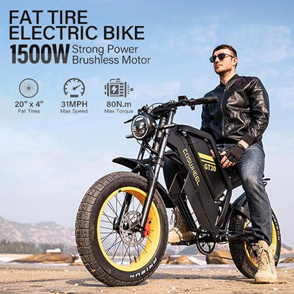 COSWHEEL GT20 Electric Bike for Adults 2000W/4000W 48V/25/40AH Removable Battery 83-145 Miles 7-Speed 20x4.0 Fat Tires Dirtbike Electric Mountain Bike for Cross City & Rocky Off-Road Riding
