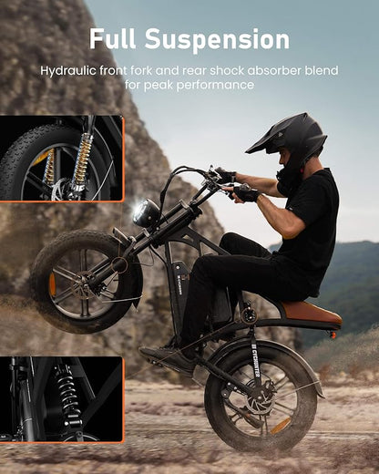 Electric Bike for Adults,Peak 1000W/1500W Motor,20/28MPH 55-150Mile ebikes for Adults with 10.4AH/13AH/26AH Battery,20" Fat Tire Electric Dirt Bike Commuting Off Road Ebike, UL2849