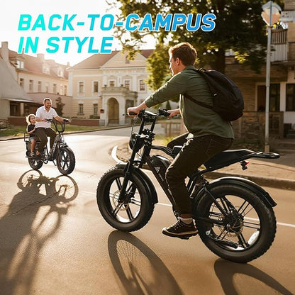 TST Electric Bike for Adults, 1500W Peak Brushless Motor 28 MPH 60 Miles/110 Miles Fat Tire E Bike with 48V 15Ah/ 25Ah Removable Battery 20" Electric Dirt Bike Hydraulic Suspension and 7-Speed