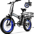 1000W Folding Electric Bike, 48V 20AH Large Removable Battery E Bike, 30+MPH, 80 Miles Max Range, 20" Fat Tire Electric Bike for Adults, Adult Electric Bicycles for Commute Beach Snow