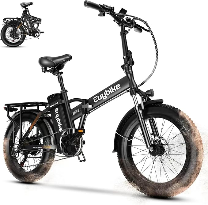 1000W Folding Electric Bike, 48V 20AH Large Removable Battery E Bike,30+MPH, 80 Miles Max Range, 20" Fat TireElectric Bike for Adults, Adult Electric Bicycles for CommuteBeach Snow