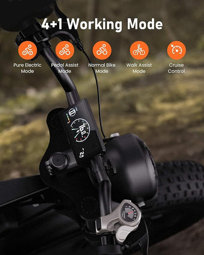 Electric Bike for Adults,Peak 1000W/1500W Motor,20/28MPH 55-150Mile ebikes for Adults with 10.4AH/13AH/26AH Battery,20" Fat Tire Electric Dirt Bike Commuting Off Road Ebike, UL2849