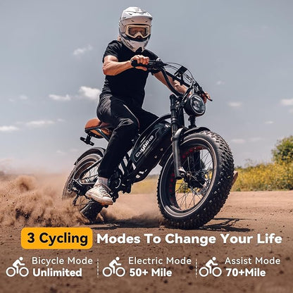 1500W Electric Bike for Adults,48V 20/60Ah Removable Battery Max Range 80Miles & 30MPH Electric Bicycle,20''×4" Fat Tire Ebike,Adult Electric Bicycles for Commute Beach Snow,E-Bike UL Certified