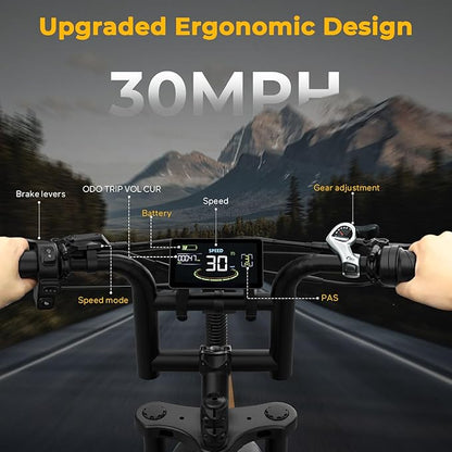 V20 4.0 Electric Bike for Adults,28/30Mph Max Speed,48V15.6Ah Battery,25-68 Miles Max Range, Dual Hydraulic Brakes Ebike,Turning Light, Electric Bike for Commute/Offroad/Rain/Snow Riding.