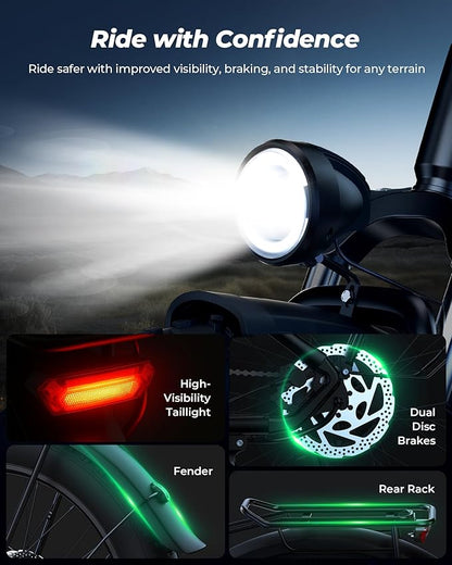 isinwheel U8 Plus Electric Bike for Adults,1500W Peak Motor Hydraulic Brake Ebike,Max 20/28MPH 75-105Miles Electric Bicycle with 13AH/18AH Battery,26" Step-Thru Fat Tire Commuter E Bike for Adults