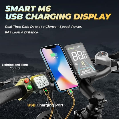 M1 Pro Electric Bike, 1800W Peak Motor Electric Bike for Adults, 48V 17.5Ah, 26'' x 4.0'' Fat Tire Electric Mountain Bike, Ebike with 85 Miles, 36MPH, 7 Speed 110Nm and Dual Suspension