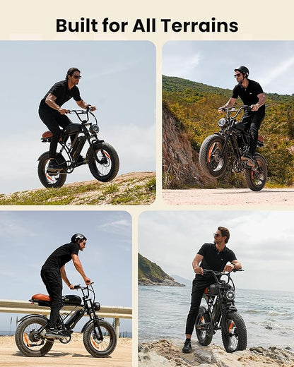 Electric Bike for Adults,Peak 1000W/1500W Motor,20/28MPH 55-150Mile ebikes for Adults with 10.4AH/13AH/26AH Battery,20" Fat Tire Electric Dirt Bike Commuting Off Road Ebike, UL2849