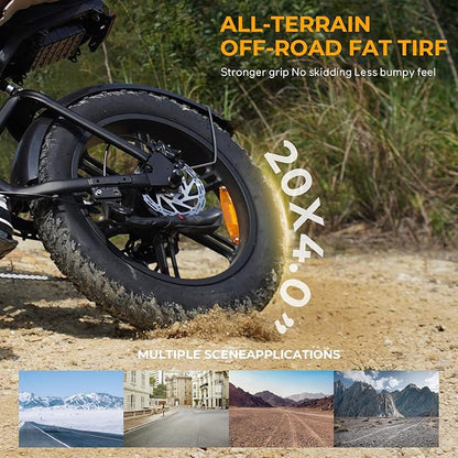 V20 4.0 Electric Bike for Adults,28/30Mph Max Speed,48V15.6Ah Battery,25-68 Miles Max Range, Dual Hydraulic Brakes Ebike,Turning Light, Electric Bike for Commute/Offroad/Rain/Snow Riding.