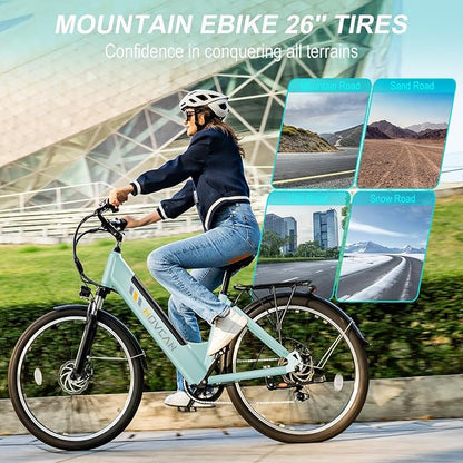 V80 Electric Bike, 1000W Motor 28MPH Ebike, 48V 13Ah Removeable Battery, 26'' City Cruiser Adult Electric Bicycles up to 70 Miles