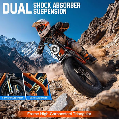 TST Electric Bike for Adults 1500W Peak 20" Fat Tire All-Terrain E-Bike 60/110 Miles 28MPH Electric Dirt Bike for Road Sand Mountain Snow - 48V 15/25AH Battery Powered Electric Motorcycle