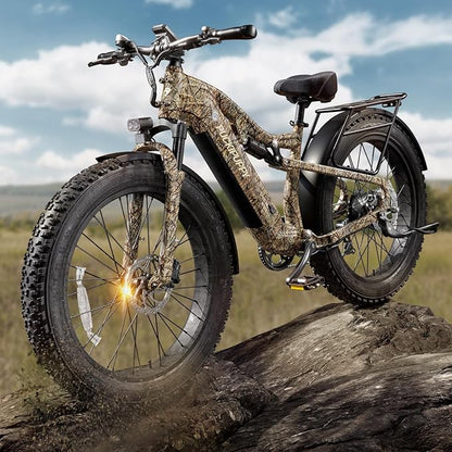 Electric Bike for Adults 1350W Peak, 48V 20AH Battery Ebike, 26" Fat Tire Full Suspension Electric Mountain Bike, 80 Miles Range, 28 MPH, 8 Speed, Torque Sensor, Labrador Pro