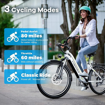 DriftGod 26" Electric Bike for Adults – Powerful 1000W Motor, 48V Removable Battery, 7-Speed, Front Suspension & LCD Display – Commuter and Mountain EBike for Women
