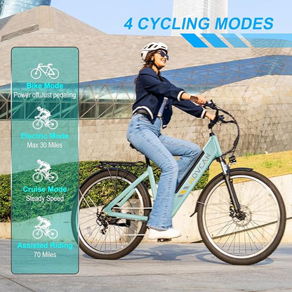 V80 Electric Bike, 1000W Motor 28MPH Ebike, 48V 13Ah Removeable Battery, 26'' City Cruiser Adult Electric Bicycles up to 70 Miles