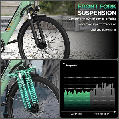 V80 Electric Bike, 1000W Motor 28MPH Ebike, 48V 13Ah Removeable Battery, 26'' City Cruiser Adult Electric Bicycles up to 70 Miles