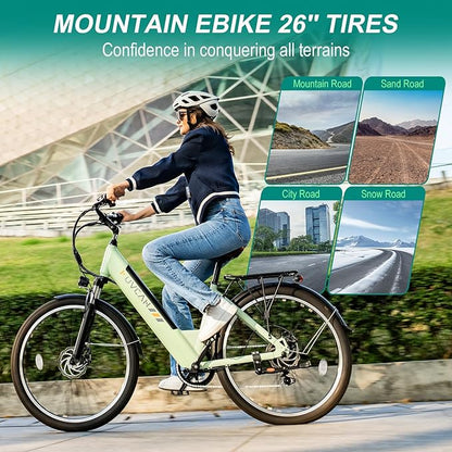 V80 Electric Bike, 1000W Motor 28MPH Ebike, 48V 13Ah Removeable Battery, 26'' City Cruiser Adult Electric Bicycles up to 70 Miles