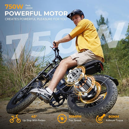 V20 4.0 Electric Bike for Adults,28/30Mph Max Speed,48V15.6Ah Battery,25-68 Miles Max Range, Dual Hydraulic Brakes Ebike,Turning Light, Electric Bike for Commute/Offroad/Rain/Snow Riding.