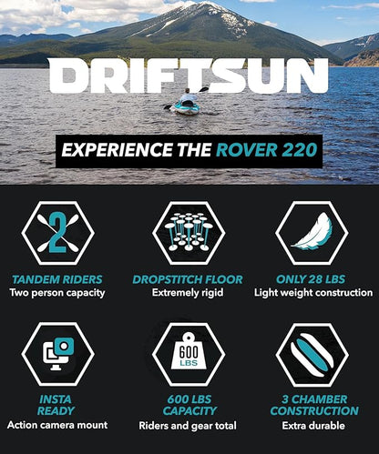 Driftsun Rover Inflatable Kayak - White Water Kayaks for 1 and 2 Person, High Pressure Dropstitch Floor Kayak for Adults with Padded Seats