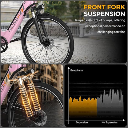 V80 Electric Bike, 1000W Motor 28MPH Ebike, 48V 13Ah Removeable Battery, 26'' City Cruiser Adult Electric Bicycles up to 70 Miles