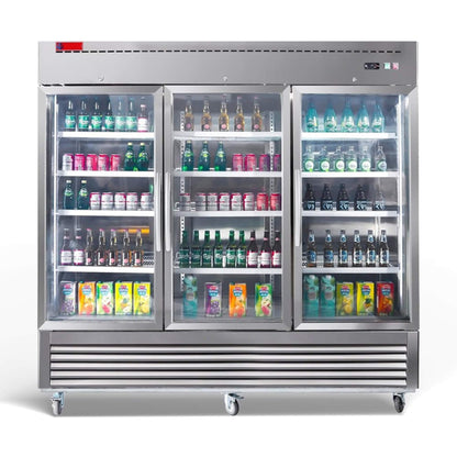 82-Inch Commercial Stainless Steel Upright Display 3 Section Merchandiser Refrigerator (SAK15724)