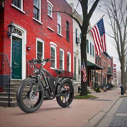 6000W Dual Motor Ebike for Adults 46MPH,210NM Fast Electric Bike,52V 34AH(1768Wh) Up to 105 Miles Long-Range Ebike,24" Fat Tire Dirtbike,Lockable Suspension Electric Bicycle for Off-Road Mountain Snow