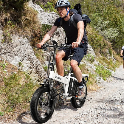 1000W Folding Electric Bike, 48V 20AH Large Removable Battery E Bike, 30+MPH, 80 Miles Max Range, 20" Fat Tire Electric Bike for Adults, Adult Electric Bicycles for Commute Beach Snow