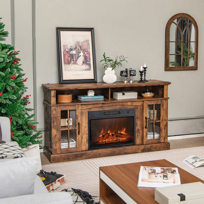 Fireplace TV Stand for TVs Up to 65 Inch with Side Cabinets and Remote Control