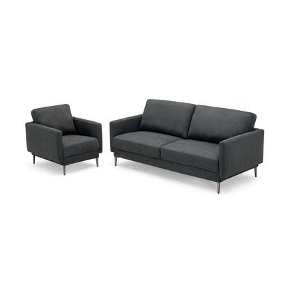 Modern Sofa Couch with Solid Metal Legs and Removable Backrest Cushion-Gray
