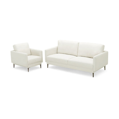 Modern Sofa Couch with Solid Metal Legs and Removable Backrest Cushion-Gray