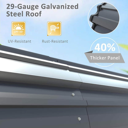 [20X20FT] Alora Heavy-Duty Extra-Large 2 Car Metal Carport Kit For Cars, Boats, And Trucks (SAK46135)