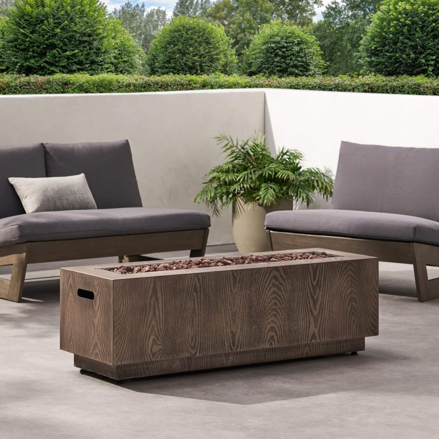 Alora 48-Inch Modern 50K BTU Outdoor Rectangular Propane Gas Fire Pit With Lava Rocks (SAK82521)