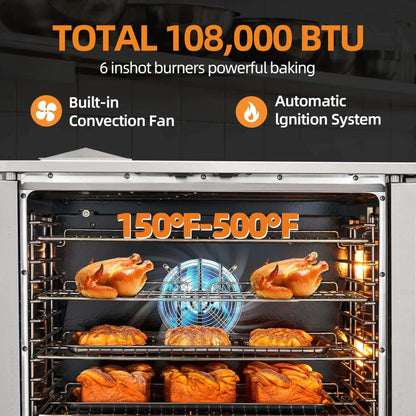 Commercial Full-Size Natural Gas/Propane Double-Stacked Convection Oven (SAK60914)