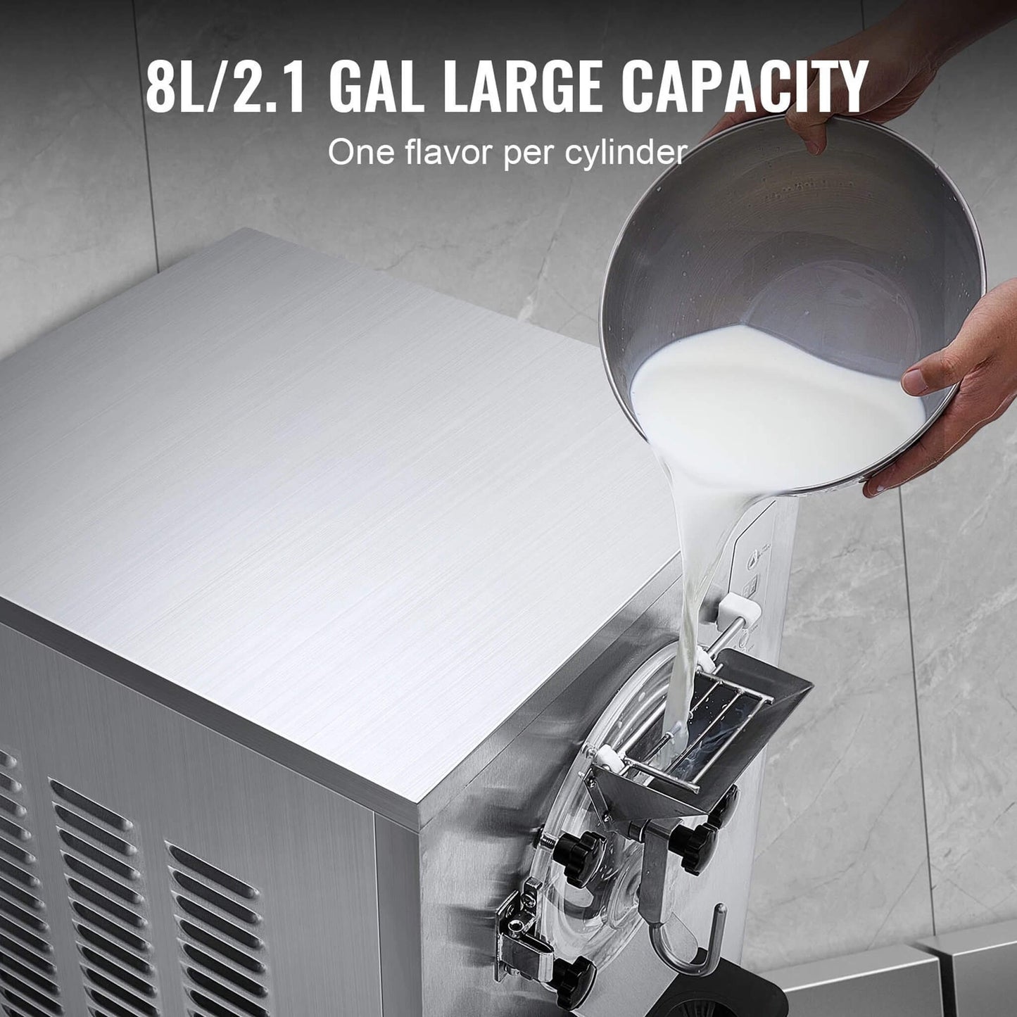 Commercial Single-Flavor Hard Serve Stainless Steel Ice Cream Machine, 20-25L/H (SAK20782)